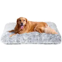 Merkloos Hundebett in Grau, gepolstertes Hundekissen mit rutschfestem Boden, waschbar, 105 x 70 cm