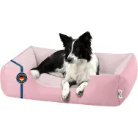 Merkloos Hundebett Zara, rosa, rechteckig, Größe L, mit Rand und waschbaren Mikrofaser-Samtbezügen