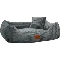 Merkloos Hundebett mit waschbarer Cordbezug, rutschfester Unterseite, dunkelgrau, 100 x 80 cm
