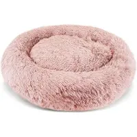 Merkloos Hundebett aus Plüsch mit abnehmbarem Bezug, rutschfester Unterseite und waschbar, rosa, Durchmesser 71 cm