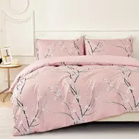 Merkloos Bettbezug-Set, 220x240 cm, mit Blumenmuster, inklusive 2 Kopfkissenbezüge, 65x65 cm, in Rosa