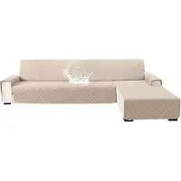 Merkloos Wasserdichte Eckbankabdeckung für 3 Sitzplätze, L-Form, 255 cm, reversibel und universell einsetzbar, rutschfest, beige