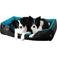 Merkloos Rechteckiges Hundebett XXL mit abnehmbarem, waschbarem Bezug, schwarz-blau