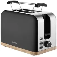 Concept ELWOOD TE2016 Toaster 2-Scheiben 950W Edelstahl schwarz mit Krümelfach und Aufwärmfunktion