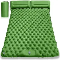 WAN Doppelschlafmatte - Aufblasbare Matratze - Camping und Reisen - Mit eingebauter Fußpumpe - 200x125cm - Grün