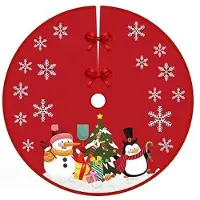 WAN Christbaumrock - Weihnachtsbaumdecke Teppich - Weihnachtsdekoration Startseite - Langlebiger Polyester Material - 90 cm Durchmesser - Rot