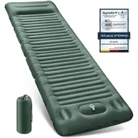 WAN Airbed - Schlafmatte Camping - Outdoor Schlaf - Eingebaute Fußpumpe - 12 cm Dicke - Armee grün