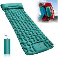 WAN Aufblasbarer Camping Teppich - Luftmatratze Kissen - Schlafen draußen - Integrierte Fußpumpe - 190 x 65 cm - Grau