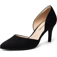 Merkloos Pumps für Damen mit hohem Stilettoabsatz, geschlossener Spitze und D'Orsay-Design, in schwarzem Wildleder-Optik