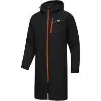 Merkloos Regenjacke mit Kapuze, langes Modell, wasserdicht und winddicht, schwarz mit Netzinnenfutter