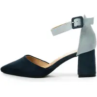 Merkloos Pumps für Damen mit 7,5 cm Blockabsatz und Riemen, marineblau, Obermaterial aus Kunstwildleder