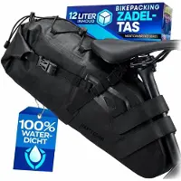 Merkloos Fahrradtasche mit 12 Litern Volumen, ausgestattet mit einem Ventilstift zur Volumenreduzierung, feuchtigkeitsabweisendem TPU-Material und robusten Schnallen