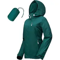 Merkloos Damenregenjacke, wasserdicht und atmungsaktiv, mit Kapuze, cyanblau, Größe 42
