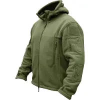 Merkloos Eine grüne Fleecejacke für Damen mit winddichter Kapuze, geeignet für den Einsatz im Freien