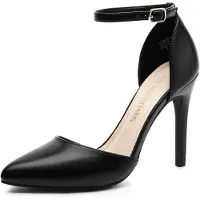 Merkloos Pumps für Damen mit spitzer Spitze, Riemchen am Knöchel und hohen Stilettoblöcken, geeignet als Brautschuhe