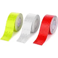 Generisch 3 Rollen reflektierendes Klebeband, 15 Meter lang, starke Reflektion, rot, weiß, gelb, 2 cm breit, zum individuellen Zuschneiden für Fahrräder, Anhänger, Kleidung und Fahrzeuge