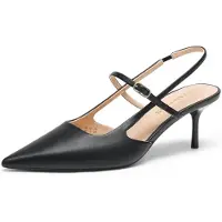 Merkloos Schwarze Pumps für Damen mit Riemchen am Knöchel und einem Absatz von 6 cm