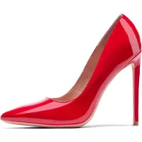Merkloos Damenschuhe mit spitzem Zehenbereich, roten Farbe und 10 cm hohen Stilettoabsätzen, Größe 42 EU
