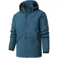 Merkloos Herrenregenjacke mit Kapuze, wasserabweisend und winddicht, in Denim-Blau