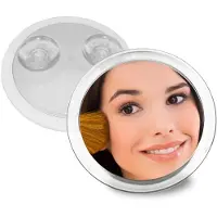 Merkloos Kosmetikspiegel Rasierspiegel Wandspiegel - 7-fache Vergrößerung - Kunststoffrahmen - Silberfarbener Ring - Ohne Beleuchtung - Für Bad und Dusche