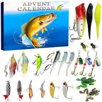 Merkloos Angelkalender Adventskalender Anglerkalender - 24 Köderchen - Für Herren - Weihnachtsgeschenk für Angler