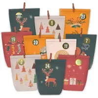 Merkloos Adventskalender zum Befüllen – Papierbeutel – 24 Stück – Kraftpapier – Weihnachtsmotiv mit Ziffern