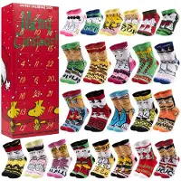 Merkloos Socken Adventskalender Weihnachtssocken Geschenkset - 24 Paar - Gestrickt - Stretch - 2026