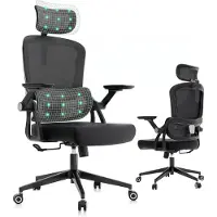 Merkloos Ergonomischer Bürostuhl mit Lendenwirbelstütze, umklappbaren Armlehnen, Höhenverstellung und 360° Schwenkfunktion