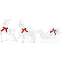 vidaXL Weihnachtsrentier mit Schlitten 3 stk. 60 LEDs Kaltweiß