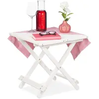 Merkloos Beistelltisch Klapptisch Gartentisch - Holz - 50 x 50 x 50 cm - Weiß - Für Schlafzimmer und Balkon