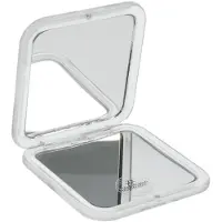 Merkloos Taschenspiegel Kosmetikspiegel Handspiegel - 7-fache Vergrößerung - Quadratisch - Weiß - 8,5 x 8,5 cm