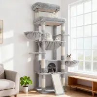 Merkloos Kratzbaum Katzenbaum Kletterbaum für große Katzen - 182 cm - Mehrstöckig - Kratzplatte und Hängematte