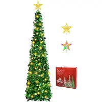 Merkloos Weihnachtsbaum – Künstlicher Weihnachtsbaum mit Beleuchtung – 150 cm – Grün – LED-Lichterkette