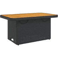 Merkloos Gartentisch - Terrassentisch - 90 x 55 cm - Aus Akazienholz und Polyrottingewebe - Schwarz