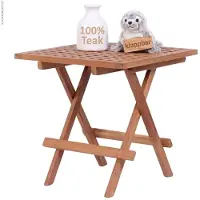 Merkloos Beistelltisch Klapptisch Teaktisch - 50 x 50 x 51 cm - Massivholz Teak - Quadratisch - Für Garten und Terrasse