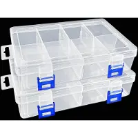 Merkloos Aufbewahrungsbox Transparent Sortierbox Organizer - 8 verstellbare Fächer - 2er Set - PP-Kunststoff