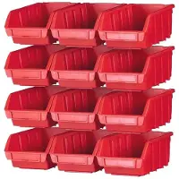 Merkloos Aufbewahrungsbox-Set Kunststoff - 12 Boxen - 4 Wandschienen - 16-teilig - Befestigung inklusive