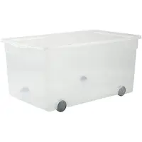 Merkloos Aufbewahrungsbox Stapelbox Kiste - 63 Liter - Transparent - 71,5 x 40 x 33,5 cm - Mit Deckel und Rollen