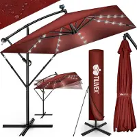 Merkloos Ampelschirm Sonnenschirm Gartenschirm - Rechteckig - Ø 330 cm - Aluminium - Mit Standfuß