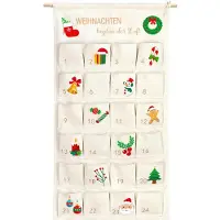 Merkloos Adventskalender Wandbehang Adventskalender zum Befüllen - 100 x 50 cm - Leinen - 24 Taschen - Wiederverwendbar