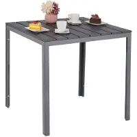 Merkloos Gartentisch Beistelltisch Balkontisch - Quadratisch - 78 x 78 x 74 cm - HDPE und Stahl - Grau - Für Garten, Terrasse und Balkon