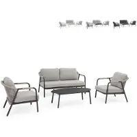 Bizzotto Aluminium-Gartenlounge 2 Sessel, Sofa und Tisch Miravet - Dunkel Grau