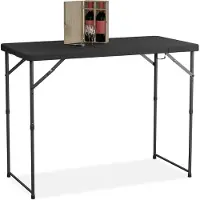 Merkloos Klapptisch Gartentisch Campingtisch - 120 x 60 cm - Höhenverstellbar - Für 6 Personen - Schwarz