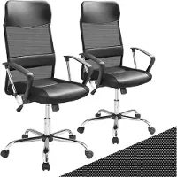 Merkloos Set aus 2 ergonomischen Bürostühlen mit Armlehnen, höhenverstellbar und in Schwarz