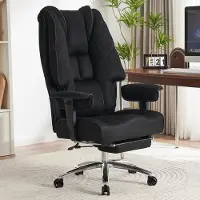 Merkloos Ergonomischer Bürostuhl bis 200 kg mit atmungsaktivem Mesh-Material, Taschenfederkern und Fußstütze, schwarz