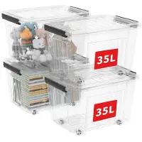 Merkloos Aufbewahrungsbox Stapelbox Transportbox - 35 Liter - 4er Set - Polypropylen - Transparent