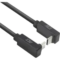 ACT USB 3.0 10 Gbit/s 60 W USB-Typ-C-Kabel (nach oben/unten abgewinkelt) auf USB-Typ-C (nach oben/unten abgewinkelt), 1 Meter, 1 m, USB C, USB C, USB 3.2 Gen 2 (3.1 Gen 2), 10 Gbit/s, Schwarz