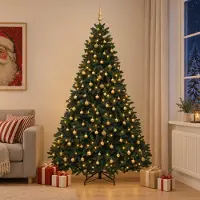 Syfax Künstlicher Weihnachtsbaum Dunkelgrün mit Kugeln 300 cm