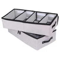 Merkloos Aufbewahrungsbox unter dem Bett Stoffbox Unterbettkiste - 58,5 x 30 x 14 cm - 2er Set - Hellgrau - Für Saisonkleidung und Bettwäsche