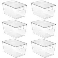 Merkloos Aufbewahrungsbox Vorratsbox Stapelbox - Set mit 6 Stück - Transparent - Stapelbar - Mit Deckel und Griff